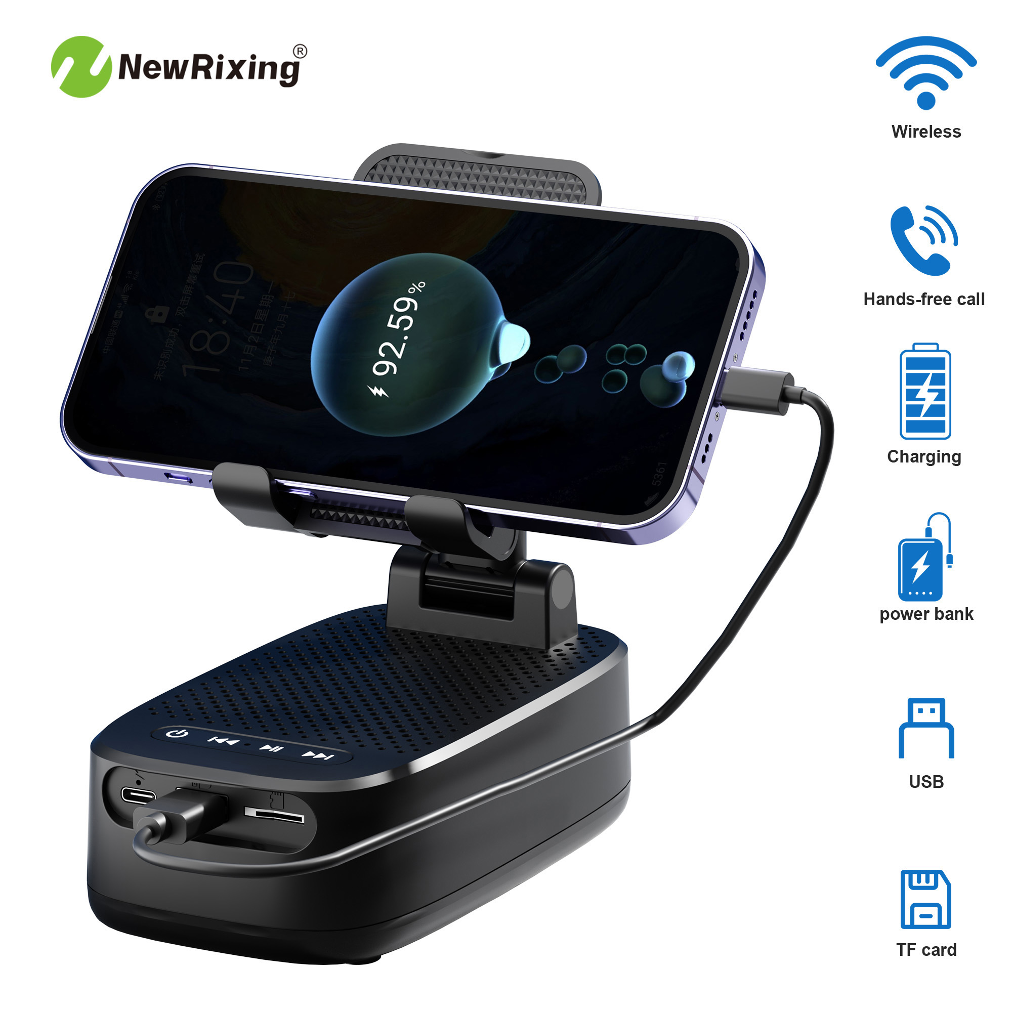 Quality Outdoor Power - NewRixing 6W Speaker Nirkabel dengan Penyangga